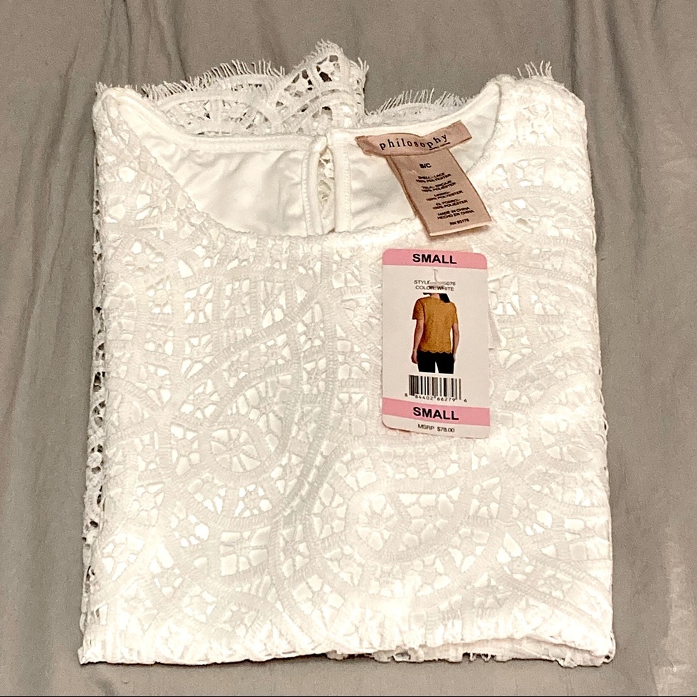 NWT! Philosophy Lace Shell White Blouse